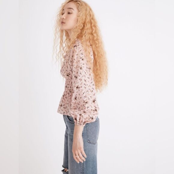 Madewell Sophia Top in Bouquet Floral Pink Wisteria Dove, Size Medium, NWT - Picture 2 of 11